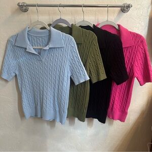 4-Pack Collared Cable-Knit Sweaters
